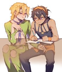 2boys blonde_hair censor_bar censored gay hairband handjob jojo's_bizarre_adventure male/male male_only narancia_ghirga pannacotta_fugo penis tie tied twink vento_aureo yaoi