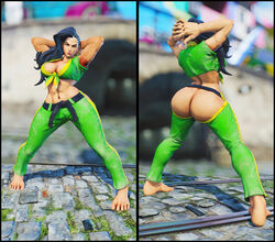 3d ass ass_out assless_pants bare_ass barefoot brazilian brazilian_female bubble_butt buttless_pants capcom edit feet female front_view laura_matsuda rear_view repinscourge street_fighter tagme wide_hips