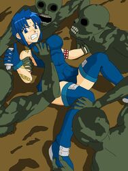 blue_hair ciel grabbing_breasts melty_blood short_hair zombie