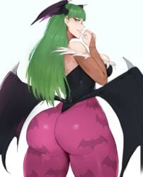 1girls 2021 ass ass_focus ass_shot back back_view black_leotard breasts bubble_butt butt_wings capcom clothed clothed_female clothing darkstalkers demon demon_girl demon_wings female female_focus female_only finger_to_mouth green_eyes green_hair half-closed_eyes head_wings headgear hi_res highleg_leotard hips huge_ass huge_butt humanoid kisou large_breasts leotard light-skinned_female light_skin long_hair looking_at_viewer looking_back morrigan_aensland naughty_face no_watermark pale-skinned_female pale_skin seductive seductive_eyes seductive_look seductive_smile sideboob simple_background slim_waist solo solo_female solo_focus standing succubus suggestive_look thick_thighs thighs tight_clothing tight_fit tights white_background wide_hips wings