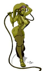 1girls brown_eyes collar colo dancer dancer_outfit erect_nipples female female_only fit_female green_skin harem_girl harem_outfit large_breasts oola return_of_the_jedi sandals slave slave_collar slave_outfit slavegirl solo star_wars twi'lek