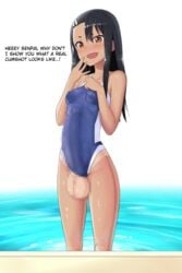 1futa balls big_penis black_hair blush breasts brown_eyes censored clothed clothing english_text erection futa_focus futa_only futanari hayase_nagatoro huge_cock huge_penis long_hair nipples one_piece_swimsuit penis please_don't_bully_me,_nagatoro pool revealing_clothes simple_background small_breasts smile solo standing swimsuit_tan tan tanline tanned taylormoon text white_background