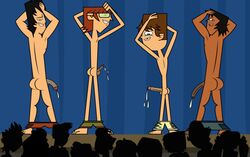 ass audience big_balls circumcised cody_(tdi) cum cum_drip cum_dripping erection exhibitionism gay harold_(tdi) justin_(tdi) kaifu male_only naked pants_down source_request stage total_drama_island trent_(tdi) uncircumcised uncut year_request