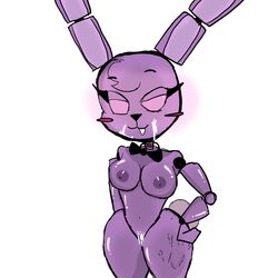 bonnie_(fnaf) breasts cum female female_only five_nights_at_freddy's fnaf furry mrnonone purple_fur rule_63 solo striped_clothing