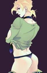 1boy blonde_hair jojo's_bizarre_adventure looking_back male male_only pannacotta_fugo thong vento_aureo