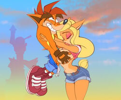 1boy 1girls anthro balls between_breasts big_ass big_breasts big_butt big_penis bigger_female blonde_hair boobjob breasts canon_couple clothing crash_(series) crash_bandicoot erection eyes_rolling_back fellatio female footwear fur furry furry_female furry_male groping_breasts handwear licking lifted_shirt lifting lips male male/female male_on_female marsupial nipples oral oral_penetration oral_sex paizuri penis pink_lipstick pleasure_face pulling_pants_down sif_(artist) smaller_male source_request tail_wagging tawna_bandicoot thick_thighs thin_waist topless wide_hips yiff