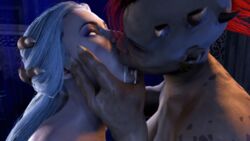 2girls 3d close-up female female_only horns interspecies kissing monster_girl mortal_kombat mortal_kombat_11 nude nude_female sheeva shokan sindel smokescreen117 yuri