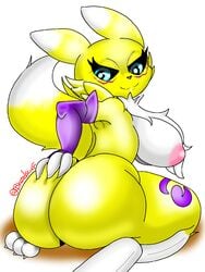 2021 anthro ass ass_grab bandai_namco big_ass big_breasts big_butt blazedscarf breasts digimon digimon_(species) female female_focus female_only furry nipples renamon thick_thighs thighs voluptuous