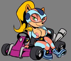 anthro bodysuit coco_bandicoot crash_(series) crash_team_racing_nitro-fueled female kart large_breasts nipples solo tight_clothing