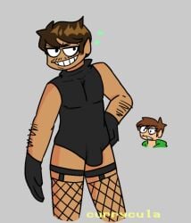 2boys bitchnyan brown_hair challenge-edd edd_(eddsworld) eddsworld eduardo_(eddsworld) facial fishnets gay gloves green_hoodie hearts leotard male_only solo_male well_well_well