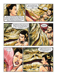 belly_dancer belly_dancer_outfit cleavage comic damsel_in_distress dancer dancer_outfit femsub harem_girl harem_outfit hutt jabba_the_hutt khetanna large_breasts licking metal_bikini princess_leia_organa sail_barge slave slave_bikini slave_leia slave_outfit slavegirl speech_bubble star_wars submissive_female wadevezecha