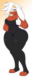 ass breasts dewwydartz eva(dewwydartz) hourglass_figure huge_ass looking_at_viewer pokémon_(species) pokemon raboot thick_thighs thumbs_up