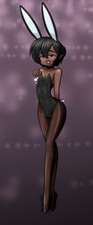 1boy bulge bunny_boy bunny_ears bunnysuit crossdressing crossdressing_male dark-skinned_femboy dark-skinned_male dark_skin femboy male male_only nana_gel pantyhose solo solo_male