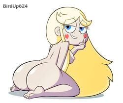 1girls ass big_ass birdup624 blonde_hair blue_eyes bottom_heavy breasts bubble_ass butt_crack edit fat_ass feet grimphantom heart_cheeks huge_ass large_ass long_hair looking_at_viewer looking_back nipple sideboob smile star_butterfly star_vs_the_forces_of_evil wariza white_background