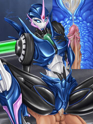 1girls alien alien_girl arcee asuka_kurehito athletic_female blue_eyes cowgirl_position cross_section cum cum_in_pussy cum_in_uterus cum_inside cum_overflow female female_focus female_on_top hand_on_breast human human_penetrating interspecies larger_female light-skinned_male male penetration penis pussy reverse_cowgirl_position robot robot_girl sex smile smirk spread_legs transformers transformers_prime unseen_male_face uterus vagina vaginal vaginal_penetration x-ray