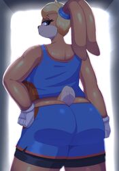 ass ass_focus bbw braffy bunny_ears bunny_girl chubby chubby_female female female_only furry huge_ass jersey lola_bunny looking_at_viewer looney_tunes muscular_female ponytail shorts space_jam sports_uniform sportswear tail