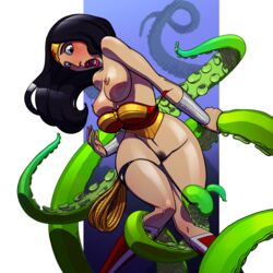 assisted_exposure beast_boy blush breasts dc dc_comics dcau embarrassed embarrassed_nude_female enf exposed_breasts female gao23 nipples octopus pubic_hair rope stripped_by_tentacles teen_titans tentacle tentacle_around_leg tentacle_grab tentacle_on_female wardrobe_malfunction wonder_woman wonder_woman_(series)