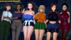 3d 3d_(artwork) 6girls ada_wong ada_wong_(caroline_ribeiro) ashley_graham ashley_graham_(brooke_elizabeth_mathieson) asian big_ass big_breasts biohazard black_hair blonde_hair blue_eyes brown_eyes brown_hair capcom claire_redfield cleavage curvaceous curvy dark-skinned_female female_only fingerless_gloves green_eyes huge_ass huge_breasts jill_valentine jill_valentine_(julia_voth) koikatsu large_ass large_breasts looking_at_viewer miniskirt patreon ponytail rebecca_chambers resident_evil resident_evil_0 resident_evil_2 resident_evil_3 resident_evil_4 resident_evil_5 revealing_clothes seductive seductive_smile sheva_alomar short_hair shorts spandex standing take_your_pick takeo92 text thick_thighs tight_clothing tight_fit upskirt wide_hips