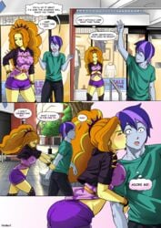 1boy 1girls absurd_res adagio_dazzle comic dialogue english_text equestria_girls female friendship_is_magic hasbro hi_res highres human_only male my_little_pony navel original_character rambon7 shorts speech_bubble text thought_bubble