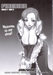 breasts comic_page cum doujinshi elbow_gloves english_text erect_nipples firebird_(comic) gloves greyscale highres huge_breasts inazuma jewelry leaning_forward necklace page_3 page_number satou_shouji soul_calibur soul_calibur_iii valeria_(soul_calibur)