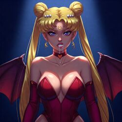 ai_generated bishoujo_senshi_sailor_moon blonde_hair blue_eyes breasts cum cum_in_mouth female looking_at_viewer sailor_moon succubus usagi_tsukino