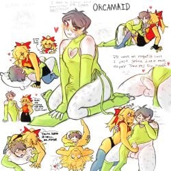 block_tales eating_pussy erection_under_clothes female handjob male mayor_thaniyel_(block_tales) moobs older_male_and_younger_female pegging player_(block_tales) pussy red_eyes sexy_outfit