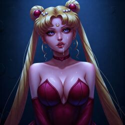 ai_generated bishoujo_senshi_sailor_moon blonde_hair blue_eyes breasts cum cum_in_mouth female sailor_moon succubus usagi_tsukino