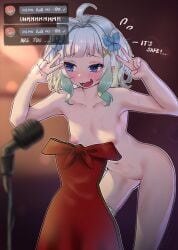 1girls double_v female indie_virtual_youtuber kanchigai mint_fantome nude nude_female sweat sweatdrop v virtual_youtuber