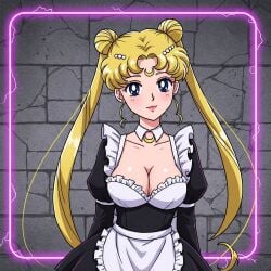 ai_generated bishoujo_senshi_sailor_moon blonde_hair breasts female looking_at_viewer maid_uniform sailor_moon usagi_tsukino