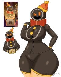 1girls anthro asthma__tan female gingerbread_cookie large_breasts looking_at_viewer rolling_sky thick_thighs wink