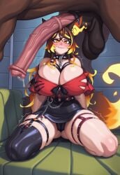 1animal 1boy ai_generated animal_ear_fluff archway_of_venus bare_shoulders big_balls big_breasts black_panties black_skirt blush brown_hair cameltoe cleavage collar crop_top curvaceous female female_human/male_feral female_on_feral feral feral_on_female fire high-waist_skirt horse horse_penis horsecock huge_breasts huge_cock huge_testicles indie_virtual_youtuber interspecies kneeling looking_at_penis male miniskirt multicolored_hair orange_eyes orange_hair penis_awe precum shiny_skin sinder_(vtuber) skindentation smile sniksnak99 spiked_collar spread_legs streaked_hair thick_thighs thigh_boots thigh_strap trembling twitch uncensored virtual_youtuber vtuber wariza wolf_ears wolf_girl wolf_tail youtube