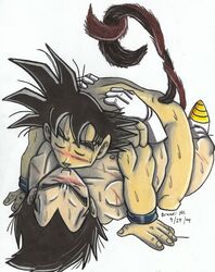 2009 2boys cowcat44 dragon_ball dragon_ball_z gay kissing male male_only nude son_goku straight_hair tagme vegeta yaoi