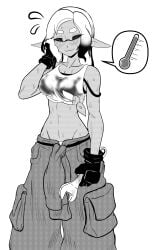 1girls breasts female female_only inkling inkling_girl mechanic_(splatoon_raiders) moodyrover navel panties_visible splatoon splatoon_(series) splatoon_raiders sweat twitter_link