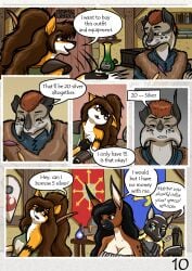absurd_res anthro big_breasts black_hair breasts brown_body brown_eyes brown_eyes brown_fur brown_hair canid canine canis comic domestic_dog fantasy female fur german_spitz hair hi_res lagomorph large_spitz leporid long_hair madlaine_mckraven mammal markings medieval megan_bryar rabbit red_eyes spitz spots spotted_body spotted_fur the_quest_for_quests tqfq white_body white_fur yellow_body yellow_fur zaiksmckraven