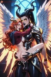 1futa ai_generated carrying cum cum_in_pussy cum_inside dickgirl dustyfutaai equine_penis fantasy female fucked_from_behind furry futa_on_female futanari horn horsecock huge_balls huge_cock intersex large_insertion nun penis sex vaginal_penetration wings