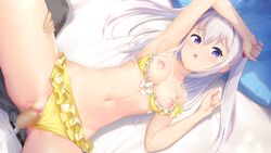 bikini boku_no_mirai_wa_koi_to_kakin_to._~charge_to_the_future~ censored game_cg nylon penis pussy sex swimsuit