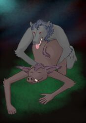 ambiguous_gender ambiguous_penetration anthro ass_up brown_body brown_fur canid canine canis closed_eyes duo from_behind_position fur grey_body grey_fur humanoid long_ears looking_pleasured male male/ambiguous mammal mythological_canine mythological_creature mythology night penetration pubes red_eyes sex smile suid suine sus_(pig) tail tongue tongue_out tusks varinating werecanid werecanine werecreature werewolf wild_boar wolf