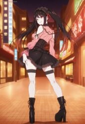 1girls ai_generated artkoikoi ass ass_focus black_hair breasts cum date_a_live female koikoi pussy skirt tokisaki_kurumi white_skin