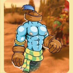 abs big_pecs blue_body creature djinn heroes heroes_of_might_and_magic magic male muscular muscular_male no_face pectorales pink_nipples