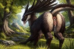 ai_generated anus cum_in_ass cum_in_mouth cum_in_pussy female female_only feral monster pussy