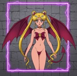 ai_generated bishoujo_senshi_sailor_moon blonde_hair blush breasts female looking_at_viewer navel sailor_moon succubus usagi_tsukino wings