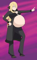 artist_request black_suit blonde_hair cynthia_(pokemon) pokemon pokemon_champion pokemon_dppt pregnant pregnant_belly pregnant_female