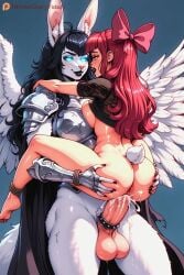1futa ai_generated balls carrying cum cum_in_pussy cum_inside dickgirl dustyfutaai equine_penis fantasy female fucked_from_behind furry futa_on_female futanari horsecock huge_balls huge_cock intersex large_insertion penis sex vaginal_penetration wings