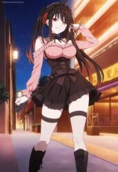 1girls ai_generated artkoikoi ass ass_focus black_hair breasts cum date_a_live female koikoi pussy skirt tokisaki_kurumi white_skin