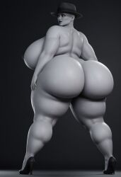 ai_generated bald_female grey_skinned_female huge_ass huge_breasts lukdorf08 resident_evil_2 tyrant
