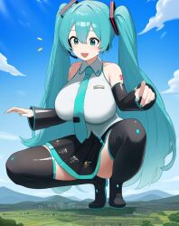 2025 ai_generated ai_miku39 black_eyebrows black_leggings black_skirt blue_fingernails blue_tie female giant giant_female giantess hairband hatsune_miku instagram light-skinned_female light_blue_eyes light_blue_fingernails light_blue_hair light_skin light_skinned_female meta open_mouth vocaloid white_shirt