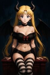 ai_generated ai_hands bishoujo_senshi_sailor_moon blonde_hair blue_eyes breasts female looking_at_viewer navel sailor_moon succubus usagi_tsukino wings