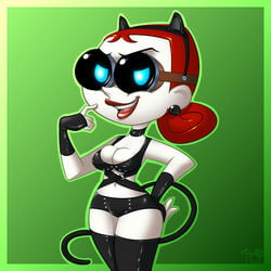 1girls big_breasts cartoon_network cat_ears cat_tail cleavage evil_con_carne female female_only hellahellastyle latex lips major_dr._ghastly solo the_grim_adventures_of_billy_and_mandy wide_hips