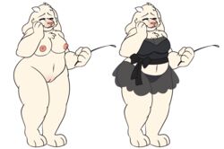 albino big_breasts female female_domination female_only furry lace naked serfuzzy shy toriel undertale whip white_fur