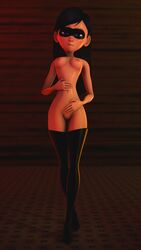 1girls 3d_(artwork) black_hair breasts disney female female_only kaegantonovich long_hair looking_at_viewer nude_female pixar pussy small_breasts solo solo_female straight_hair teen teenager the_incredibles violet_eyes violet_parr